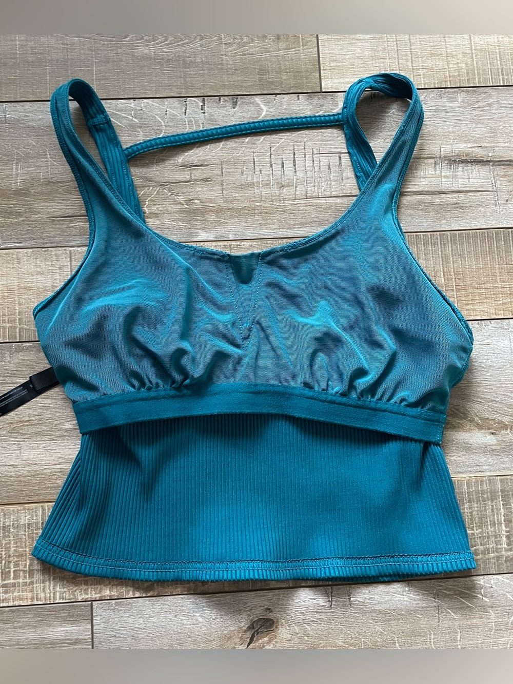 Free People FP Movement Ribbed Athletic Crop Tank Teal Shelf Bra Size Small - Picture 7 of 10